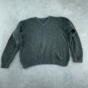 Northern Isles XL V-Neck Ribbed Knit Sweater Ramie & Cotton Blend 5812